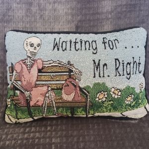 Tapestry Pillow Waiting for Mr. Right